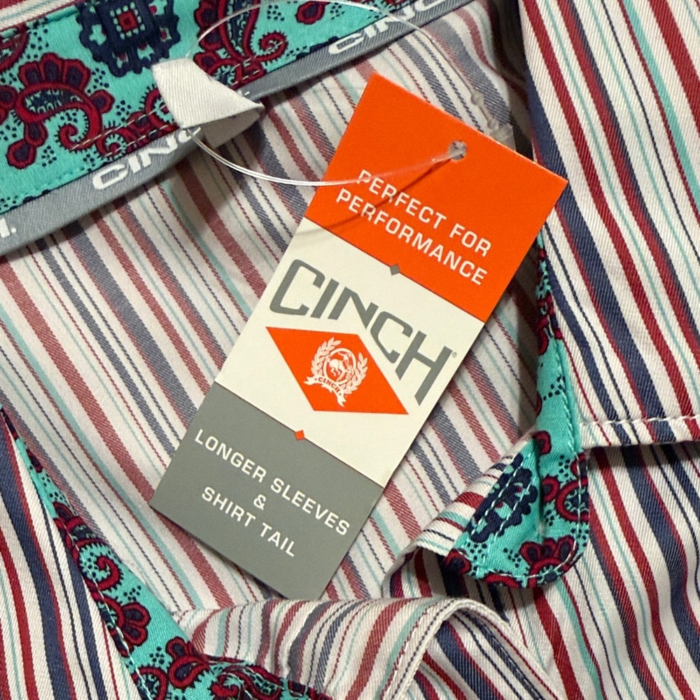 NWT Cinch Tencel Women's Striped Button-Up Shirt - Red, Blue, White - Picture 13 of 16